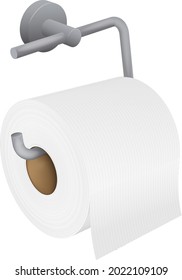 Vector realistic toilet paper roll holder on white background