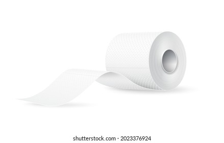 Vector realistic toilet paper roll. Lavoratory hygiene product blank mockup. Restroom soft touch toilet paper.
