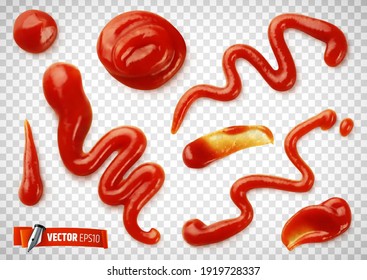 Vector realistic tomato ketchup on transparent background