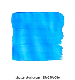 Vector realistic trace of square brush stroke isolated on white background. Vintage blue hand drawn paint element.