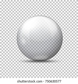 Vector realistic transparent ball, on plaid background.