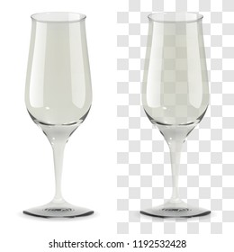 Vector realistic transparent and isolated whiskey tulip glass. Alcohol drink glass icon illustration