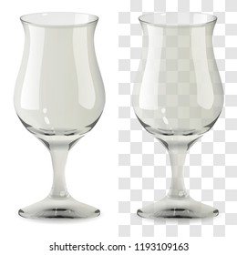Vector realistic transparent and isolated whiskey tulip glass. Alcohol drink glass icon illustration