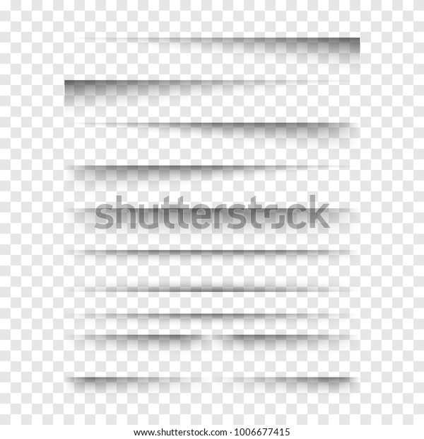 Vector\
realistic transparent shadows set. Paper edge shadows on\
transparent background. Template for your\
design