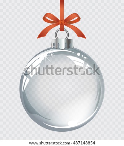 Vector realistic transparent silver Christmas ball on a light abstract background