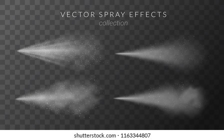 Vector realistic transparent spray effects on dark background