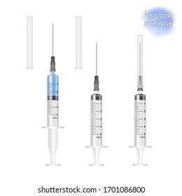 Vector realistic transparent syringe isolated on white. EPS 10