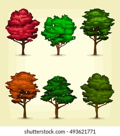 vector realistic tree in cartoon style