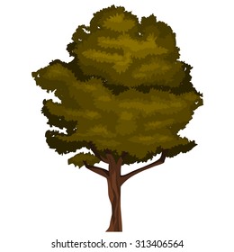 vector realistic tree illustration with brown leaves in fall season