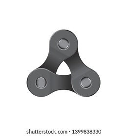 Vector realistic triangle created from bike chain. Isolated on white background.
