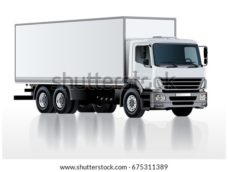 Vector realistic truck template isolated on white. Available EPS-10 separated by groups and layers with transparency effects for one-click repaint