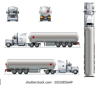 Vector realistic tunker truck template isolated on white. Available EPS-10 separated by groups and layers