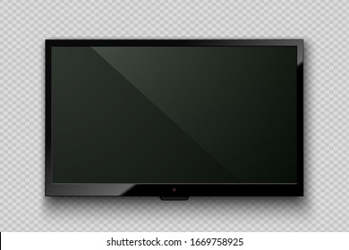 Vector realistic TV led screen isolated on transparent background. Modern stylish lcd panel. Computer monitor display mockup. Blank television graphic design element for catalog, web, as mock up - Powered by Shutterstock - Get 15% off with code: PIKWIZARD15