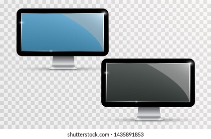 
Vector realistic TV screen. Modern stylish LCD panel. Large display of a computer monitor. Vector illustration