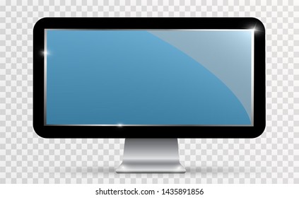 Vector realistic TV screen. Modern stylish LCD panel. Large display of a computer monitor. Vector illustration