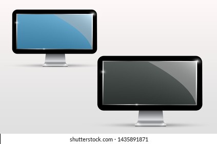 
Vector realistic TV screen. Modern stylish LCD panel. Large display of a computer monitor. Vector illustration