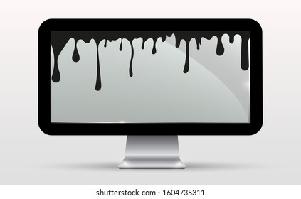 Vector realistic TV screen. Modern stylish LCD panel. Large display of a computer monitor. Vector illustration