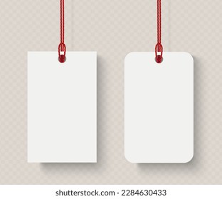 Vector realistic two price tags with shadow on transparent background.
