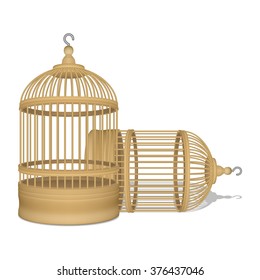 Vector realistic two wooden cages