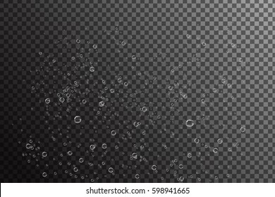 Vector realistic under water bubbles on the transparent background.