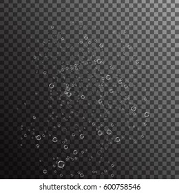 Vector realistic under water bubbles on the transparent background