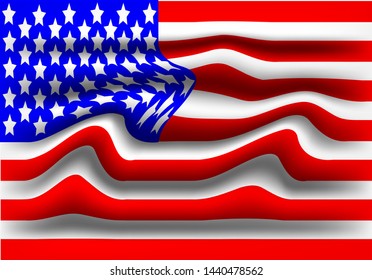 Vector of realistic USA flag ilustration template. Beauty and elegant with simple design. Eps 10.