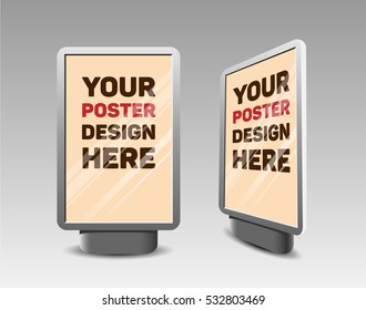 Vector realistic vertical billboard. Blank template for your design. Vector illustration