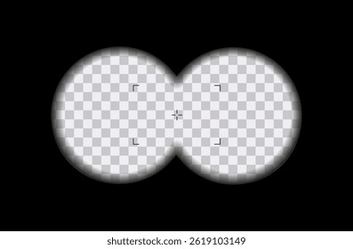 Vector realistic view through the binoculars illustration on transparent background