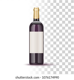 Vector Realistic Vine Bottle Illustration On Transparent Background