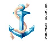 vector realistic vintage sea anchor rope iron icon. Nautical volume metal cartoon sketch. Blue pop art naval logo pattern. Boat symbol maritime design illustration isolated on transparent background
