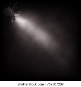 Vector realistic vintage spotlight. Theater or show background.