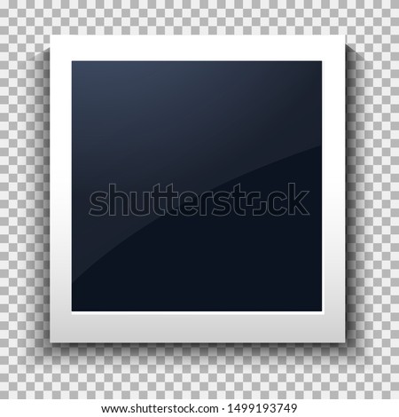 Vector realistic vintage style blank instant photo frame with place for your text or photo, icon design template, photo imitation. Isolated on transparent background.
