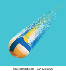 Vector realistic volley ball flying with high speed, with shadow on transparent background. Every element is separated, fully editable and can be easy rearranged to your own design.
