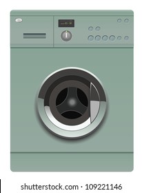 vector realistic washing machine on white background, raster version available