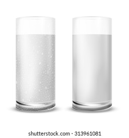 Vector realistic water glasses isolated  on white background