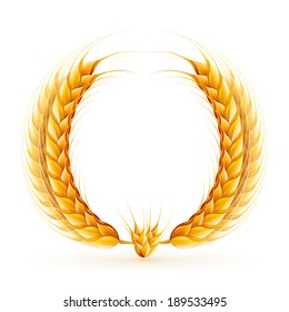 Vector Realistic Wheat Wreath Design.