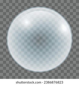 Vektorrealistische weiße Luftbläschen mit Reflexion einzeln auf transparent.