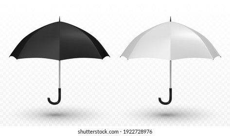 Vector realistic white and black umbrella isolated on transparent background