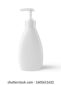 Vector Realistic White Blank Bottle With Dispenser.