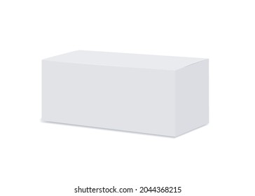 Vector realistic white box mockup. closed rectangular package. blank template for food, cosmetics, medicines and other goods. 3d vector illustration. Ready for your design. EPS10. 