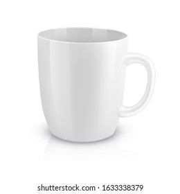 Vector realistic white ceramic empty cup.