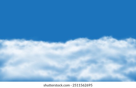 Vector of realistic white cloud on blue sky background illustration.