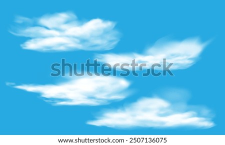 Vector of realistic white cloud perspective on blue sky background illustration.