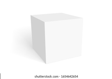 Vector realistic white cube, isolated object.