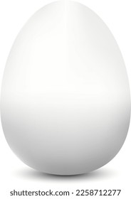 Vector realistic white egg. 3d design easter element isolated on transparent background.