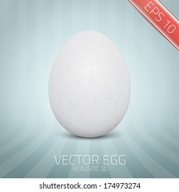 Vector realistic white egg. On abstract background. 3D Chicken Egg.