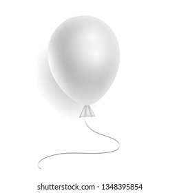 Vector realistic white helium balloon. Perfect for invitation, poster, web-banner, article, offer. Three-dimensional illustration. Eps 10.