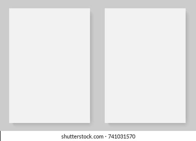 Vector realistic white mock up with shadow. Format of official document. Compare of two lists.