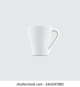 Vector realistic white mug. Isolated cup with  on white background.