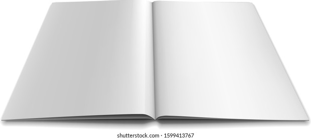 Vector realistic white paper blank magazine. View from below. Vector illustration.